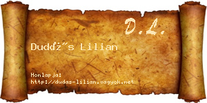Dudás Lilian névjegykártya